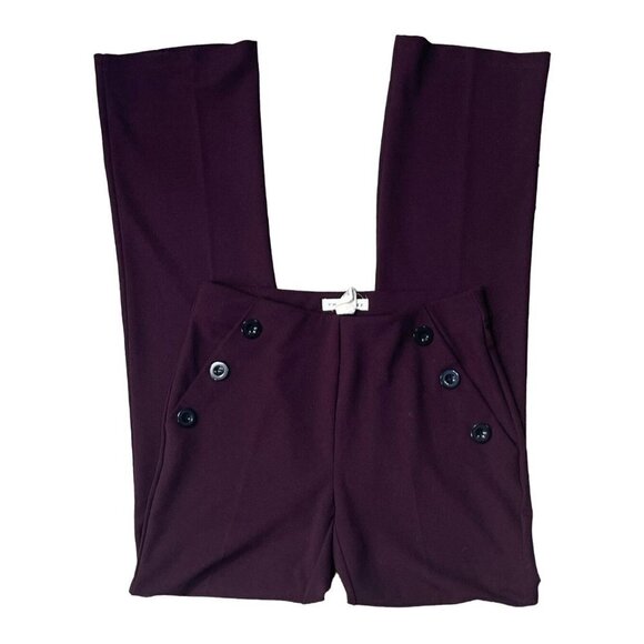 Retrology Pants Trousers Pull-On Straight Leg Stretch Burgundy XS Extra Small - Picture 2 of 6